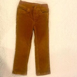 Hanna Andersson Boys Pull-On Slim Corduroy Pants, dark khaki, Size 5 | 110cm